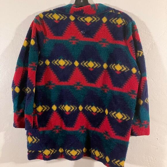 Vintage 90s Latté Multicolor Southwestern Pattern Cardigan - Picture 4 of 5